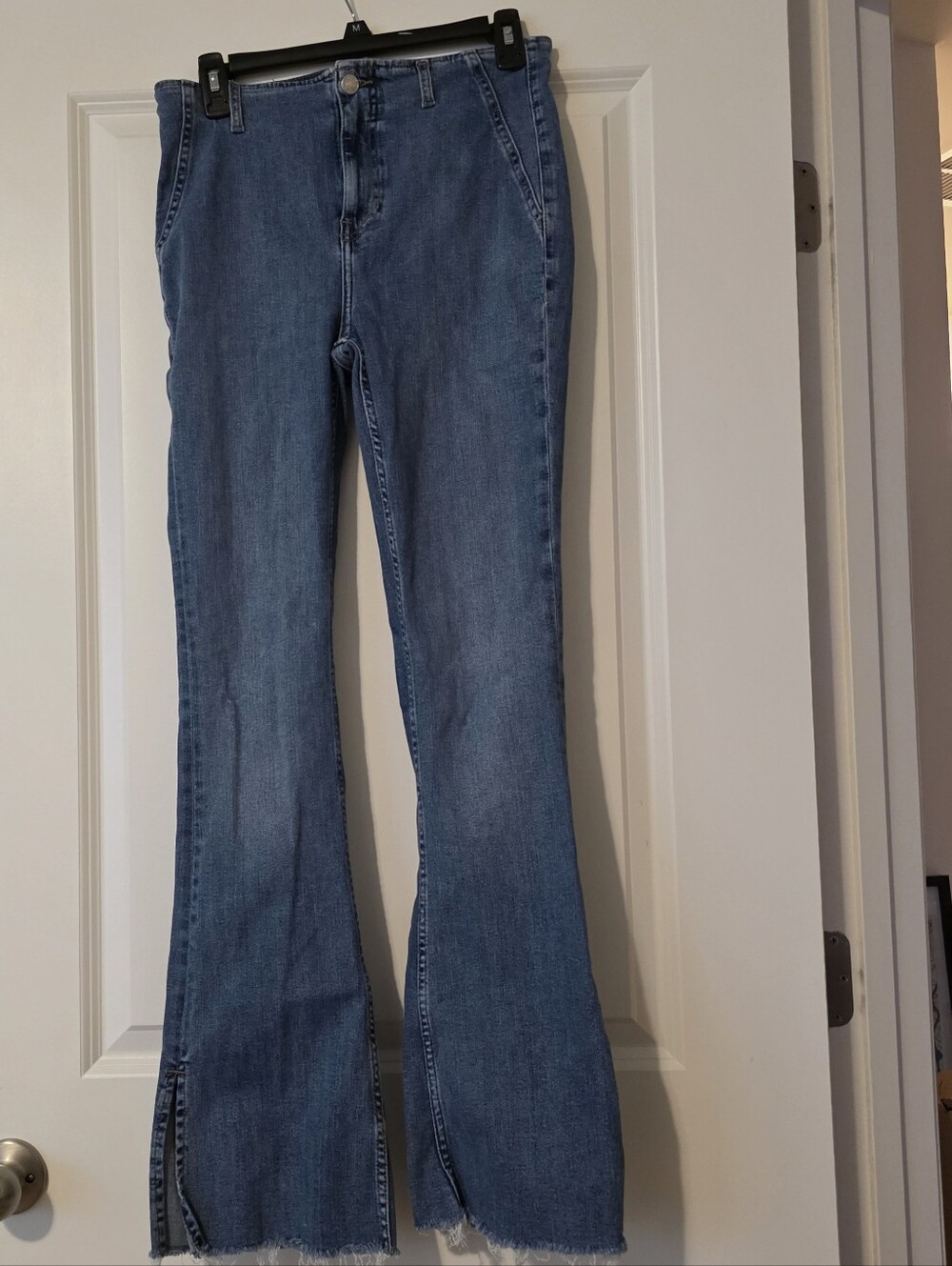 We The Free Flare Distressed Slit Jeans Womens 29 Boho Western Festival Rodeo - Picture 2 of 8